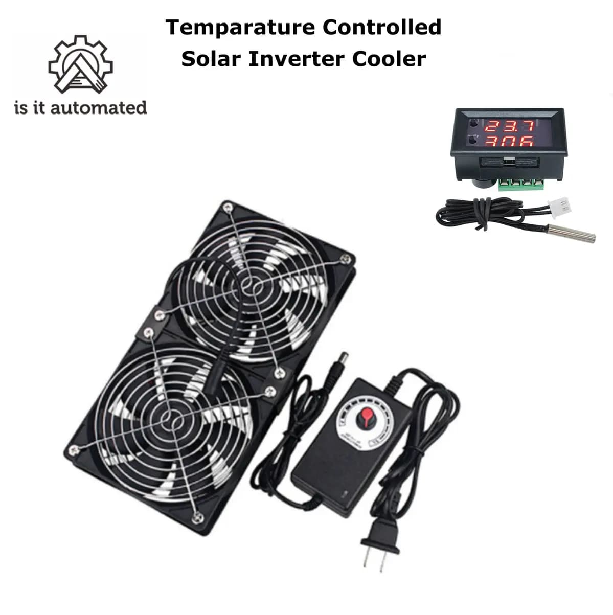 Solar Inverter Cooler with Automatic Temperature Controlled, 3 fan Adjustable Speed, DC 12V Brushless Cooling Fan (120x120x38mm) image 2